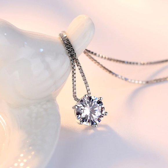 Jewelry - 925 Sterling Silver Solitaire  Diamond Necklace
